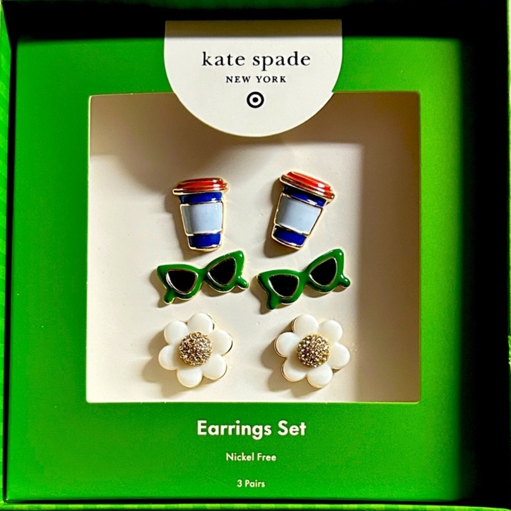 ✨ NIB Kate Spade x Target Limited Edition Novelty Stud Set - 3 Pairs